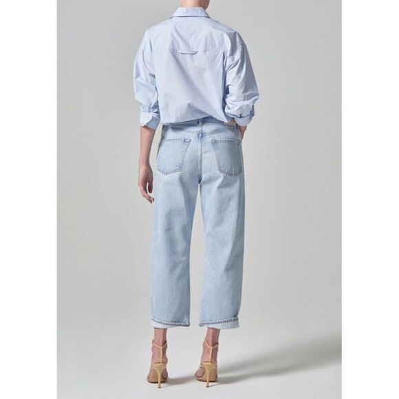 Citizens of Humanity Dahlia Bow Leg Baby Roll Womens 33 Light Wash in Frequency - Picture 2 of 6